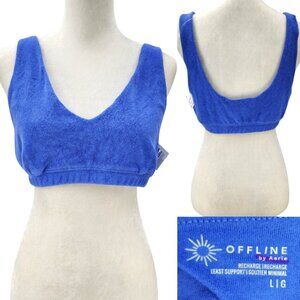 New Offline By Aerie Recharge Womens Large Blue Terry Cloth Material Comfort Bra